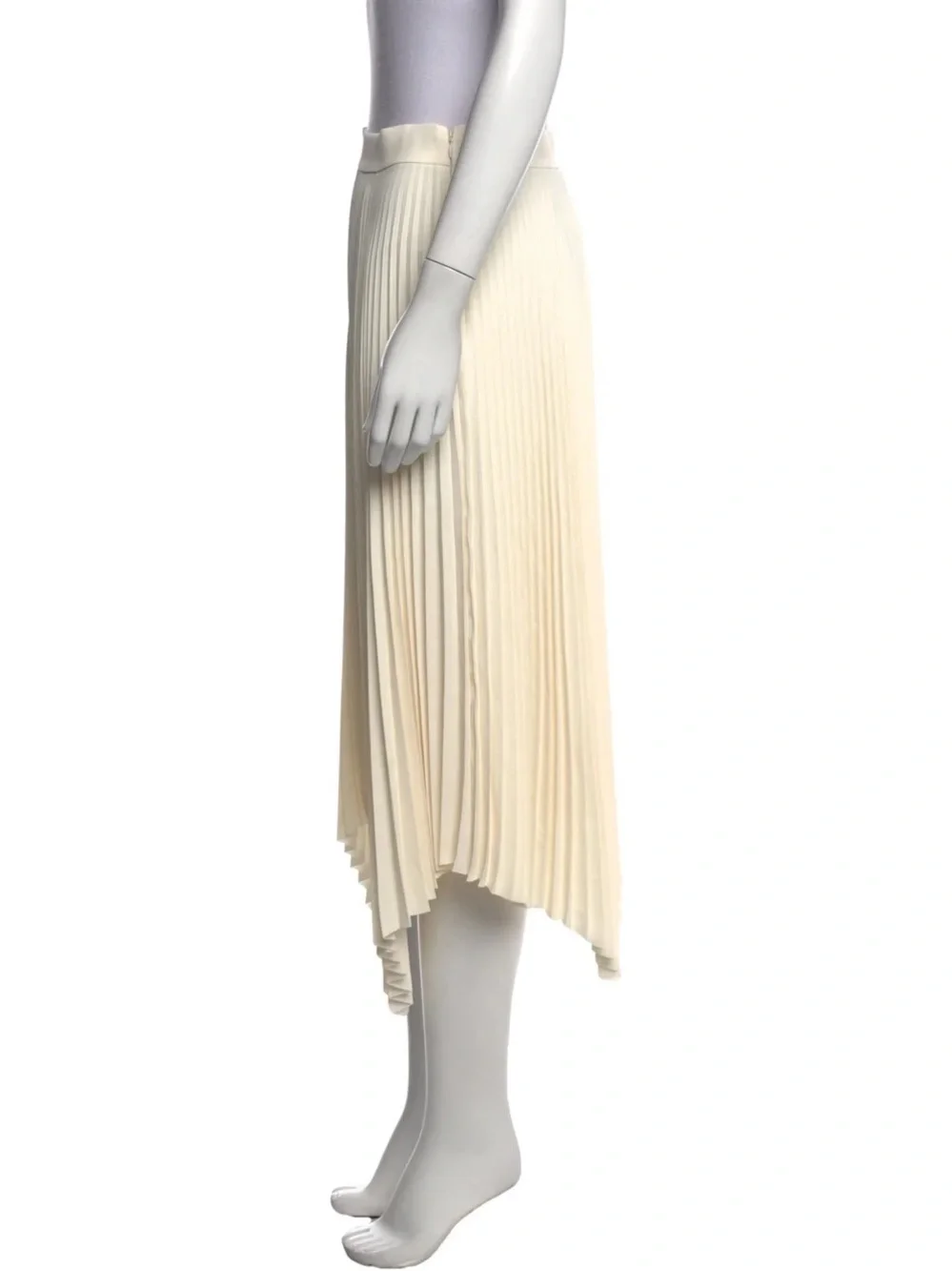 Tory Burch Cream Pleated Asymmetric Midi Skirt Size 12